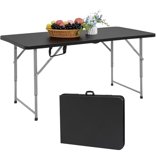 5 Foot White Folding Plastic Table with Carrying Handle L24323