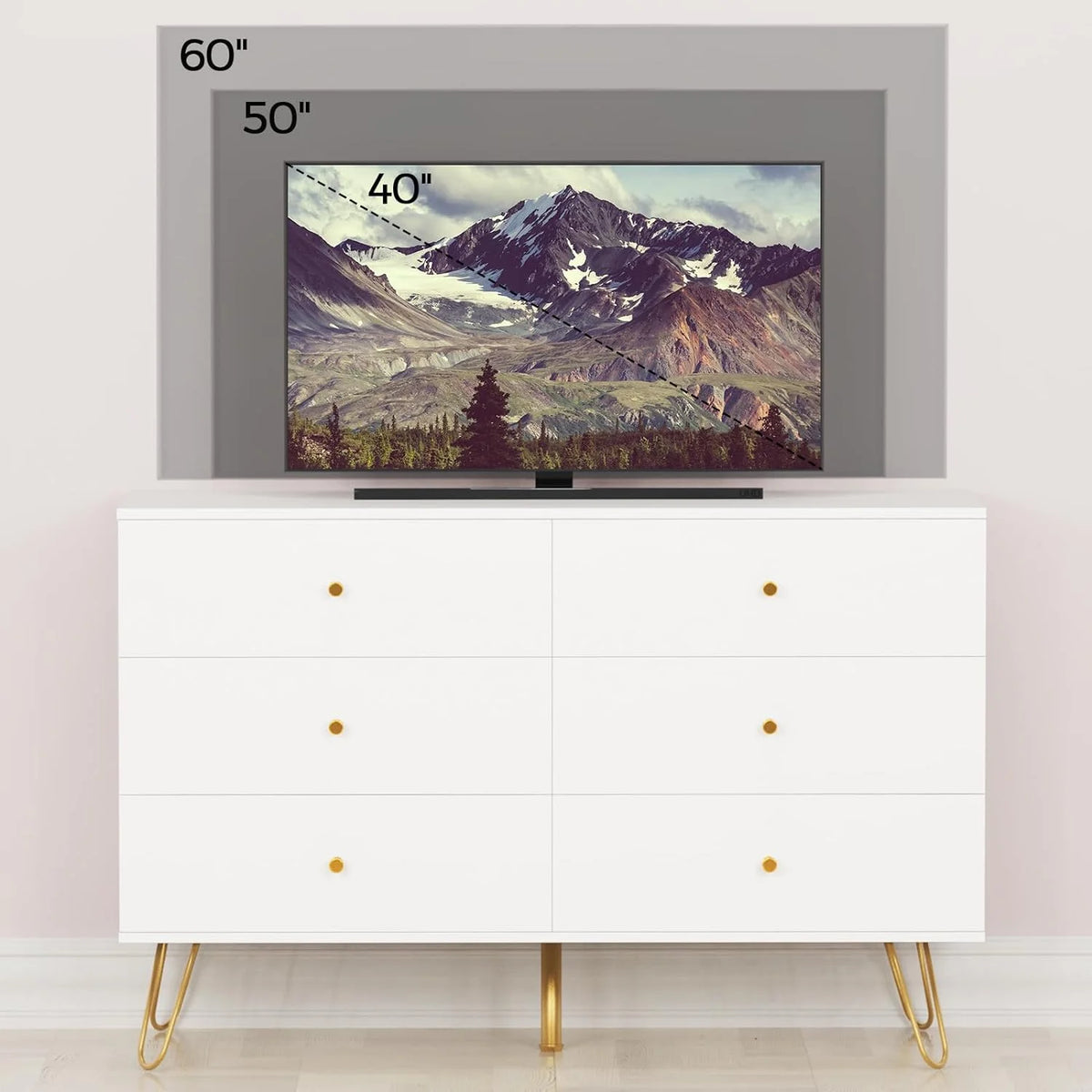 White 6 Drawer Dresser O958