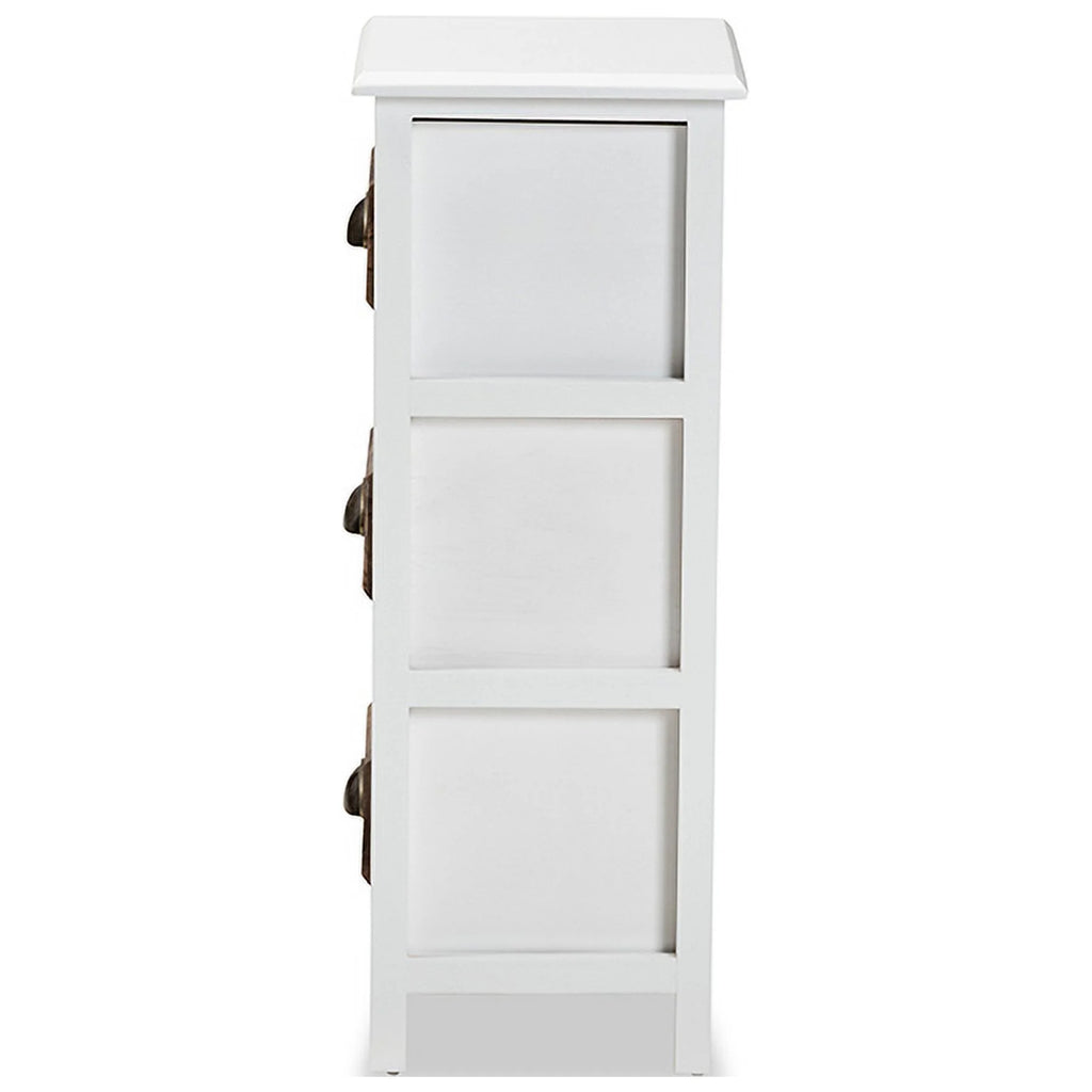 White Walnut Brown Wood 3 Drawer Storage Unit C6860