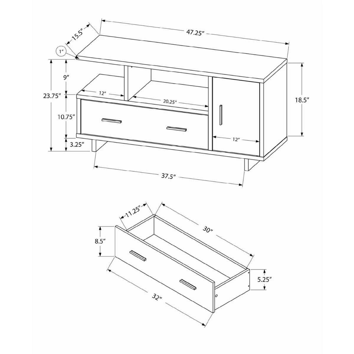 48 Inch Laminate Tv Stand V3702