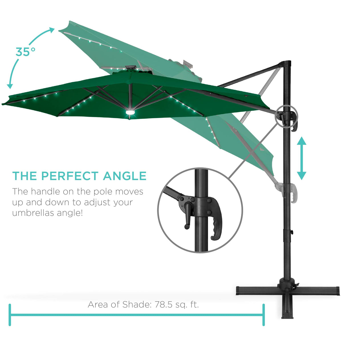 10ft LED Cantilever Offset Hanging Patio Umbrella U5205