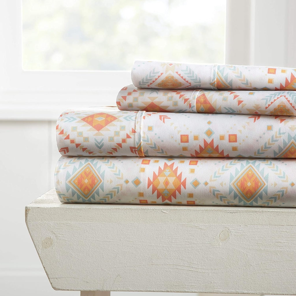 Rose Pattern 4 Piece Bed Sheet Set Queen Light Gray B561