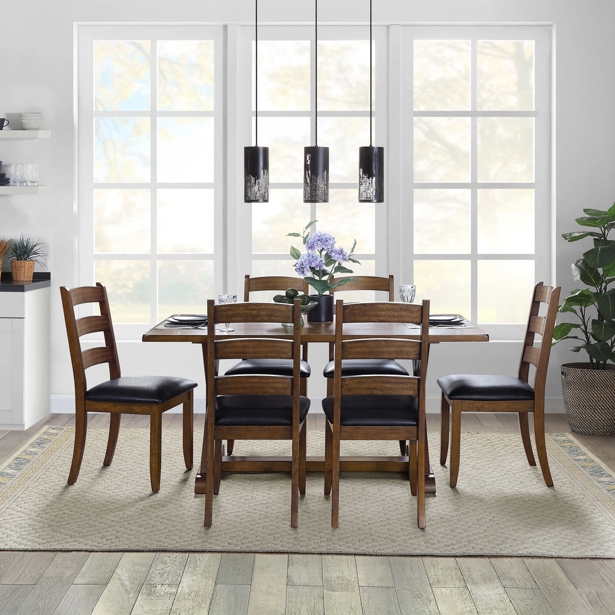 Dark Brown Modern Farmhouse Dining Table Y4378