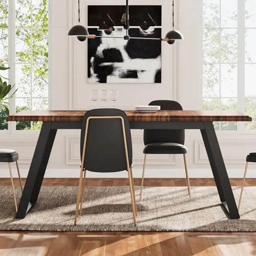 63-Inch Wood Dining Table with Metal Legs T728