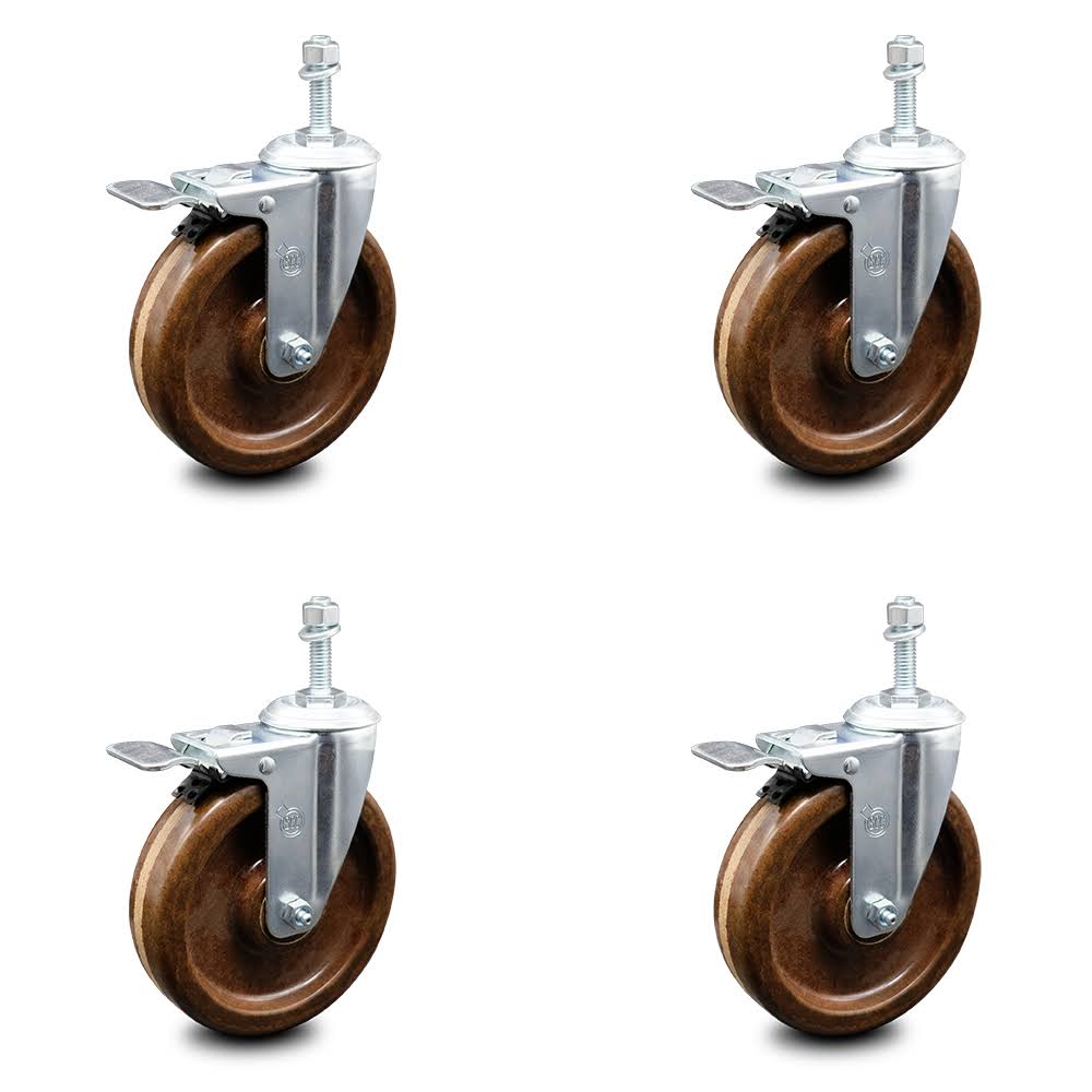 6 inch Swivel Stem Caster Set with Total Lock Brake B918