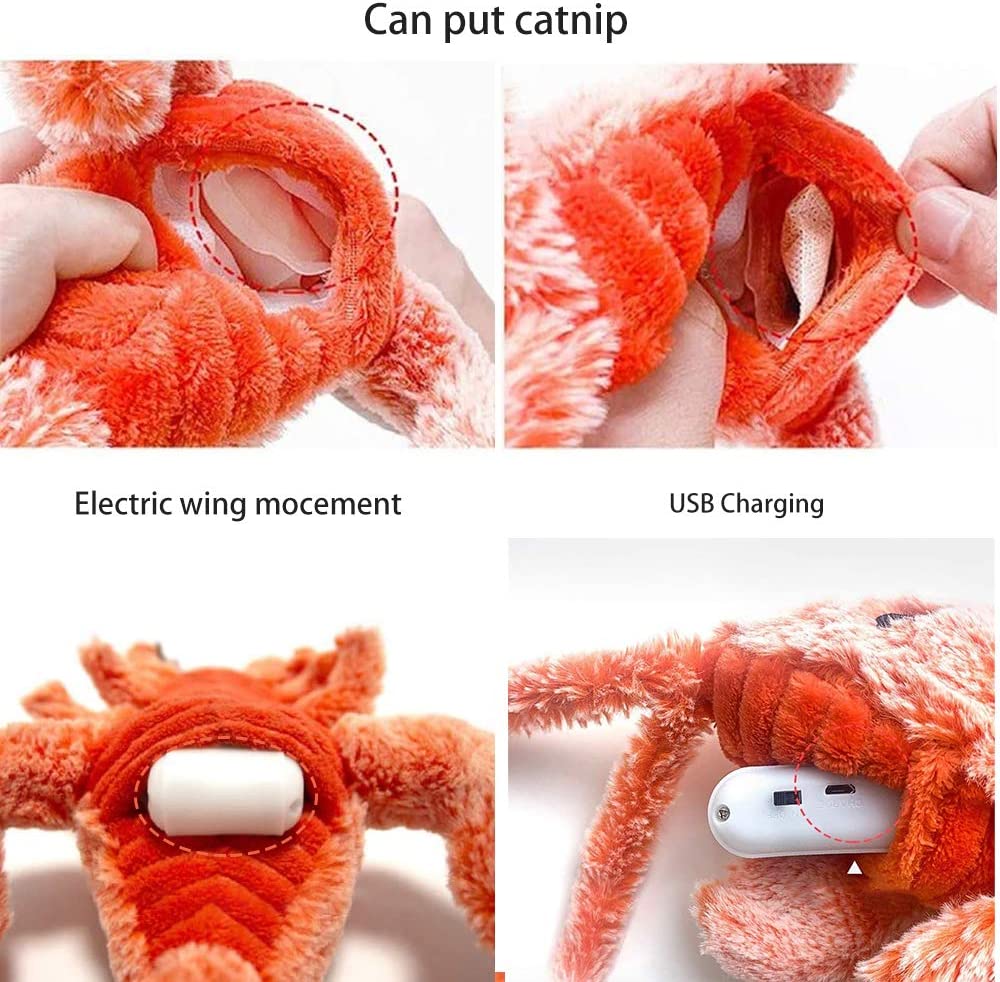 Flopping Lobster Cat Toy with Catnip Bag, Plush Interactive Cat Toys C196