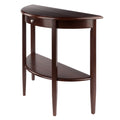 Walnut Half Moon Console Table with Drawer and Shelf N157063