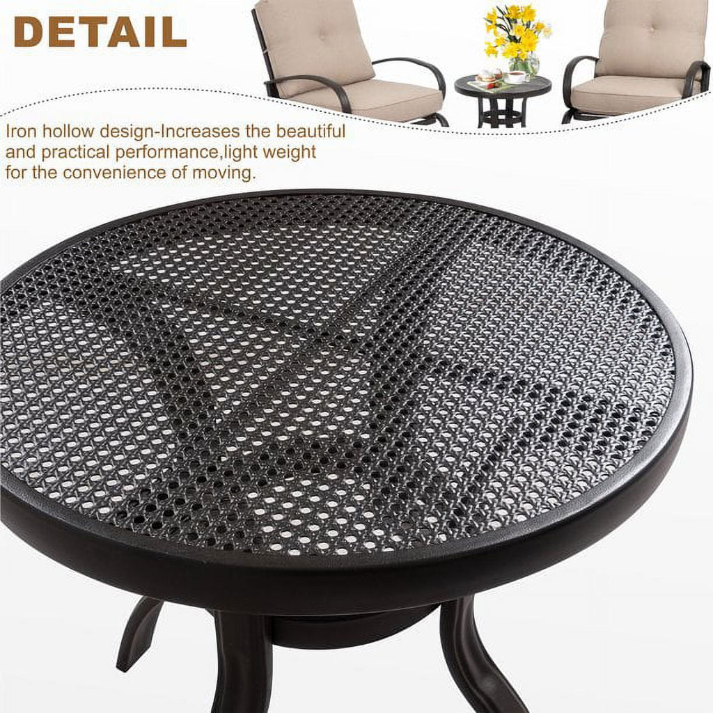 Beige 4 Pieces Outdoor Patio Metal Conversation Set with Coffee Table S6710
