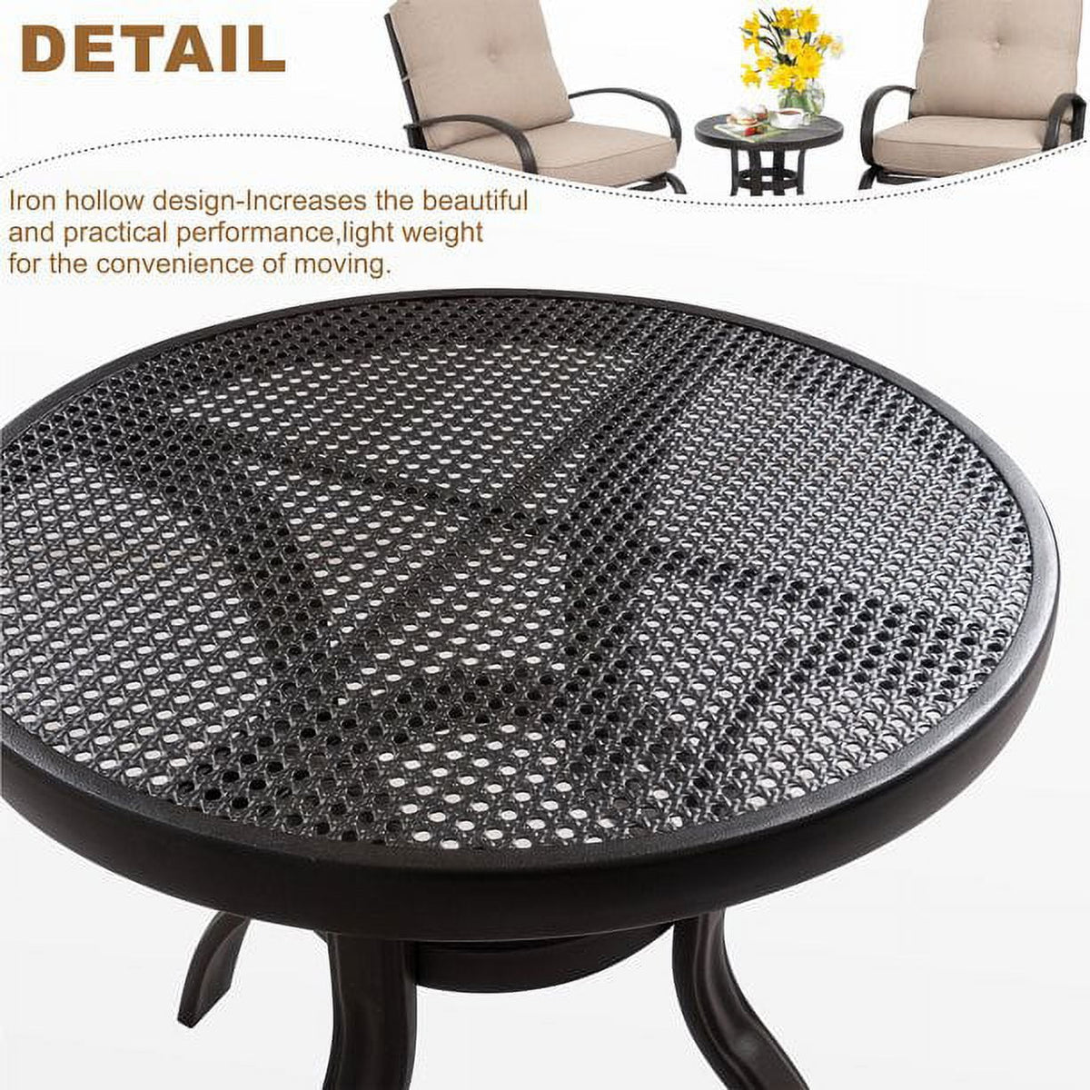 Beige 4 Pieces Outdoor Patio Metal Conversation Set with Coffee Table S6710