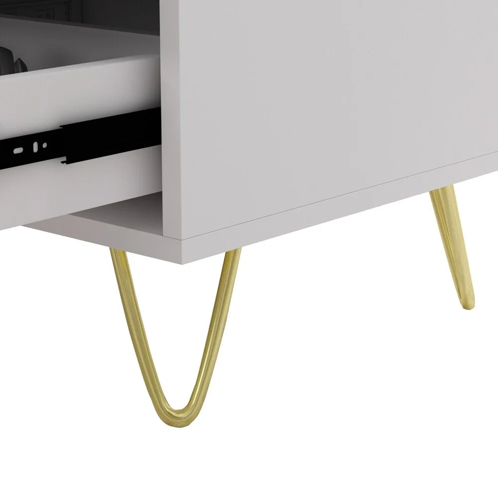 White Wood 3 Drawer Nightstand Bedside Table U11900