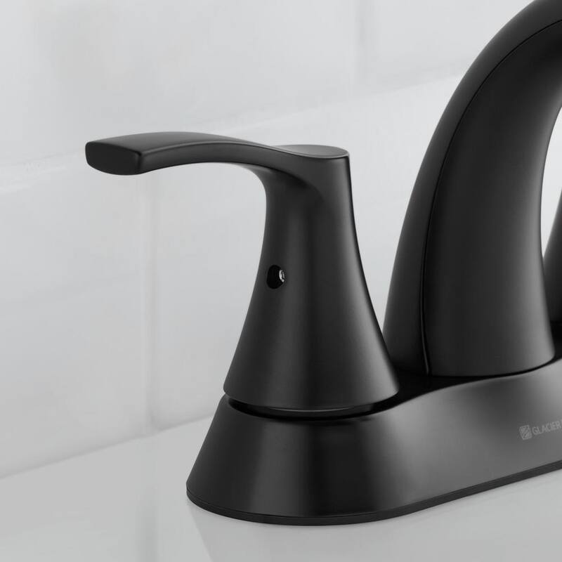 Centerset Double-Handle High-Arc Bathroom Faucet in Matte Black V8700