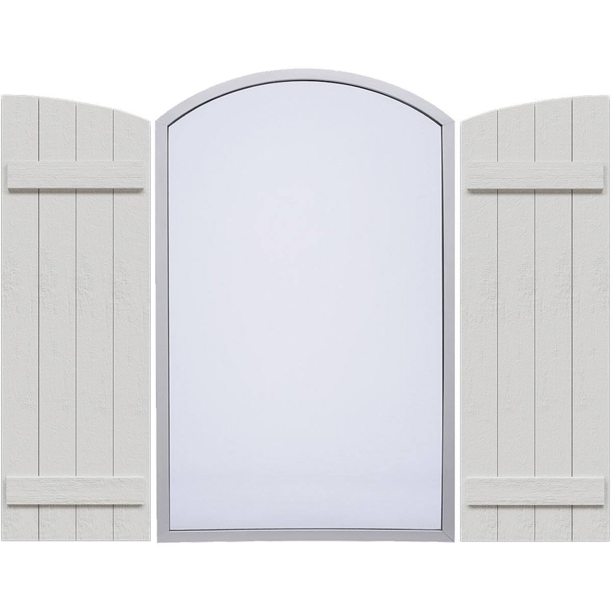 Rustic Faux Wood Shutters with Elliptical Arch Top U8841