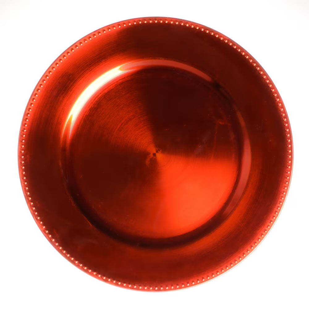 Beaded Charger Plate 13" Orange Set of 24 E278