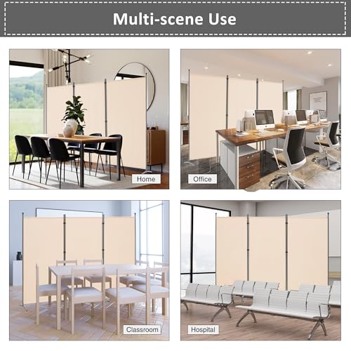 3 Panel Folding Fabric Room Divider, 102" W x 71" H (Black) S947799