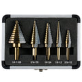 5 Pc HSS Titanium Coated Step Drill Bit Set with Aluminum Case G427518