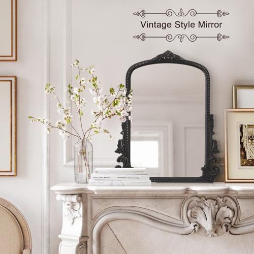 Black Antique Arched Wooden Frame Mirror Z9085
