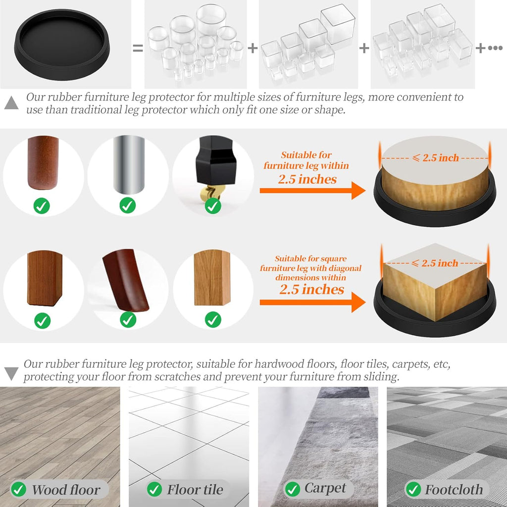 2.5 Inch 4pcs Non Slip Rubber Furniture Coasters D696395