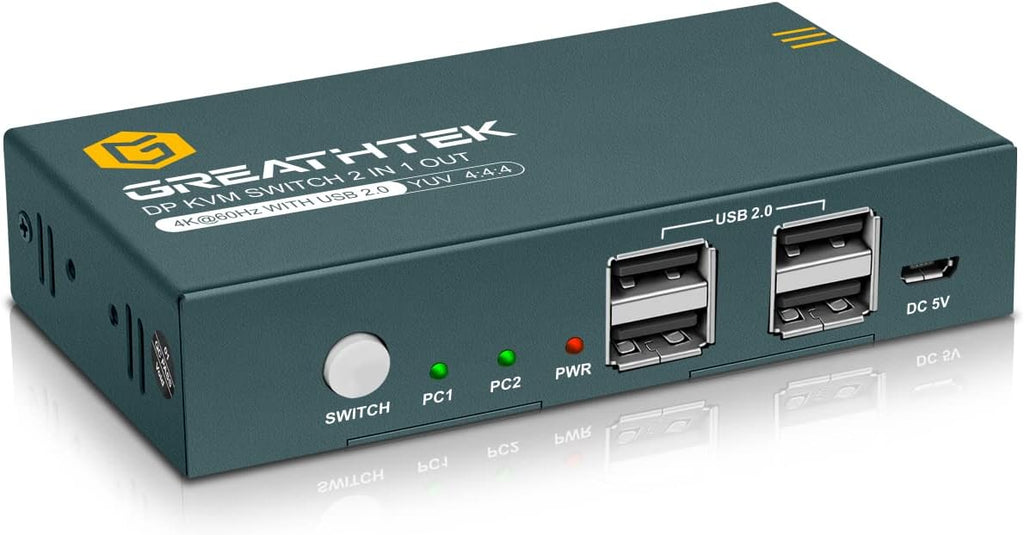 Displayport KVM Switch Dual Monitor 4K@60Hz 4 USB 2.0 Ports P99703