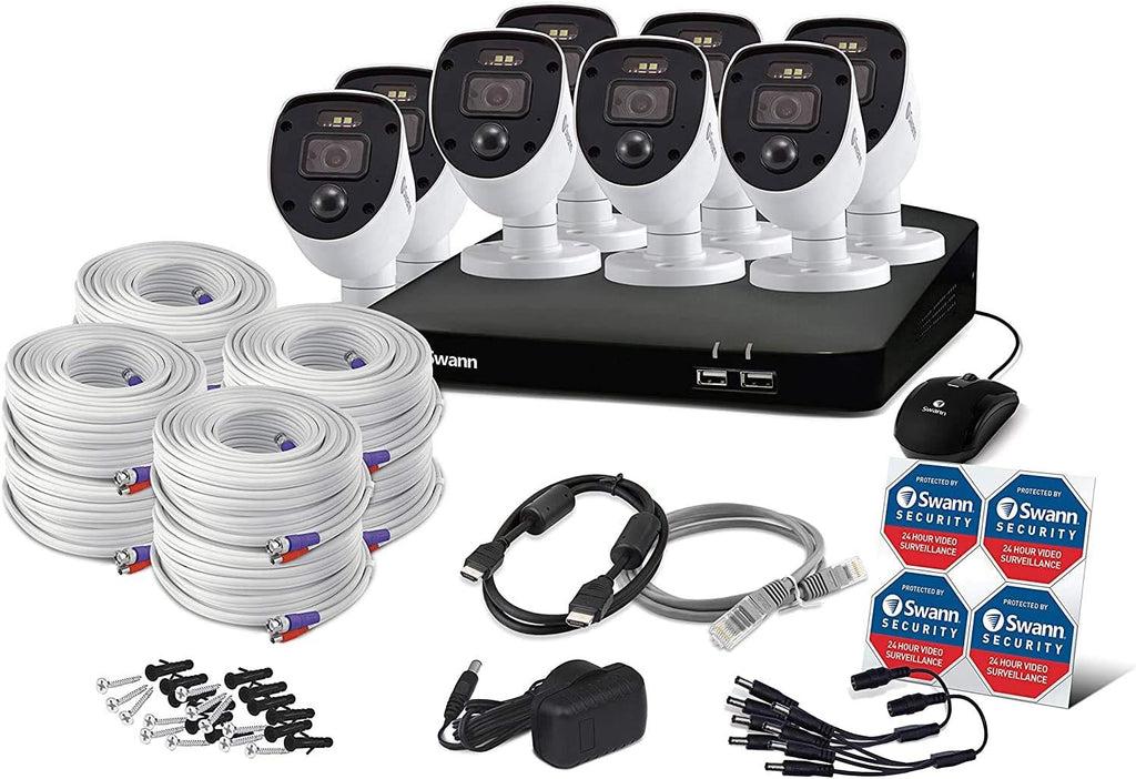 8 Channel 8 Cameras Wired DVR CCTV Security Camera System 1080p Full HD 1TB HDD Color Night Vision R562