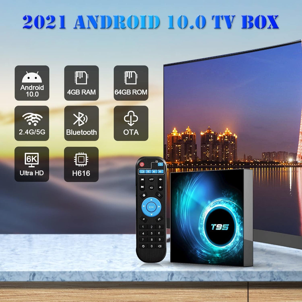 2 Pack 4GB 64GB Android TV Box with Dual WiFi B28000