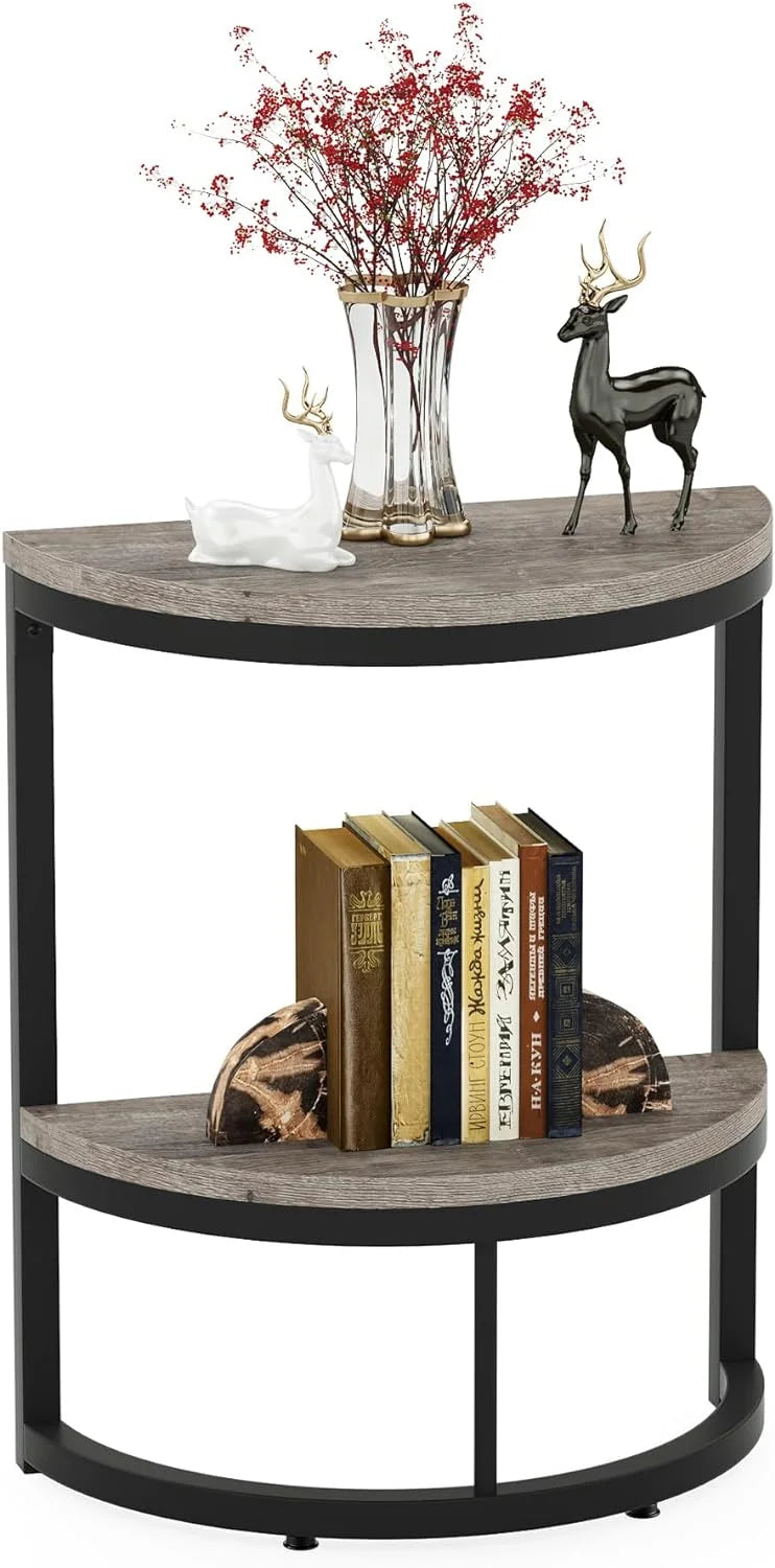 2-Tier Half Round Wood End Table R3922