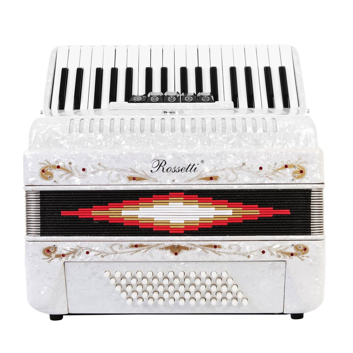 White 72 Bass 34 Keys 5 Switches Piano Accordion D41575