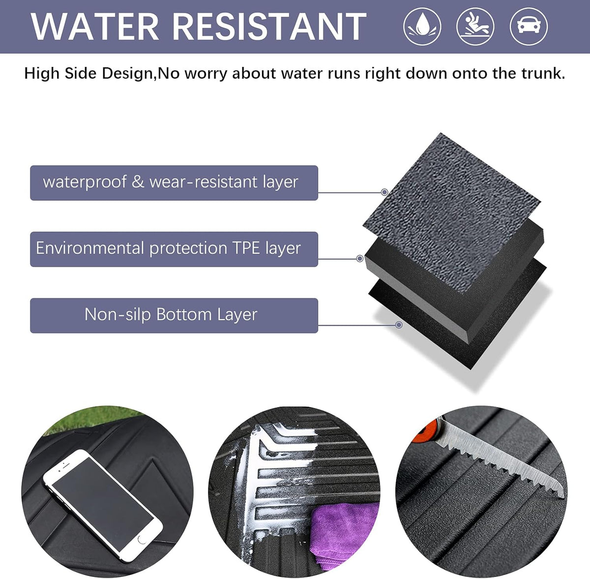 Black TPO Waterproof Rear Cargo Tray Pack of 2 Q641121