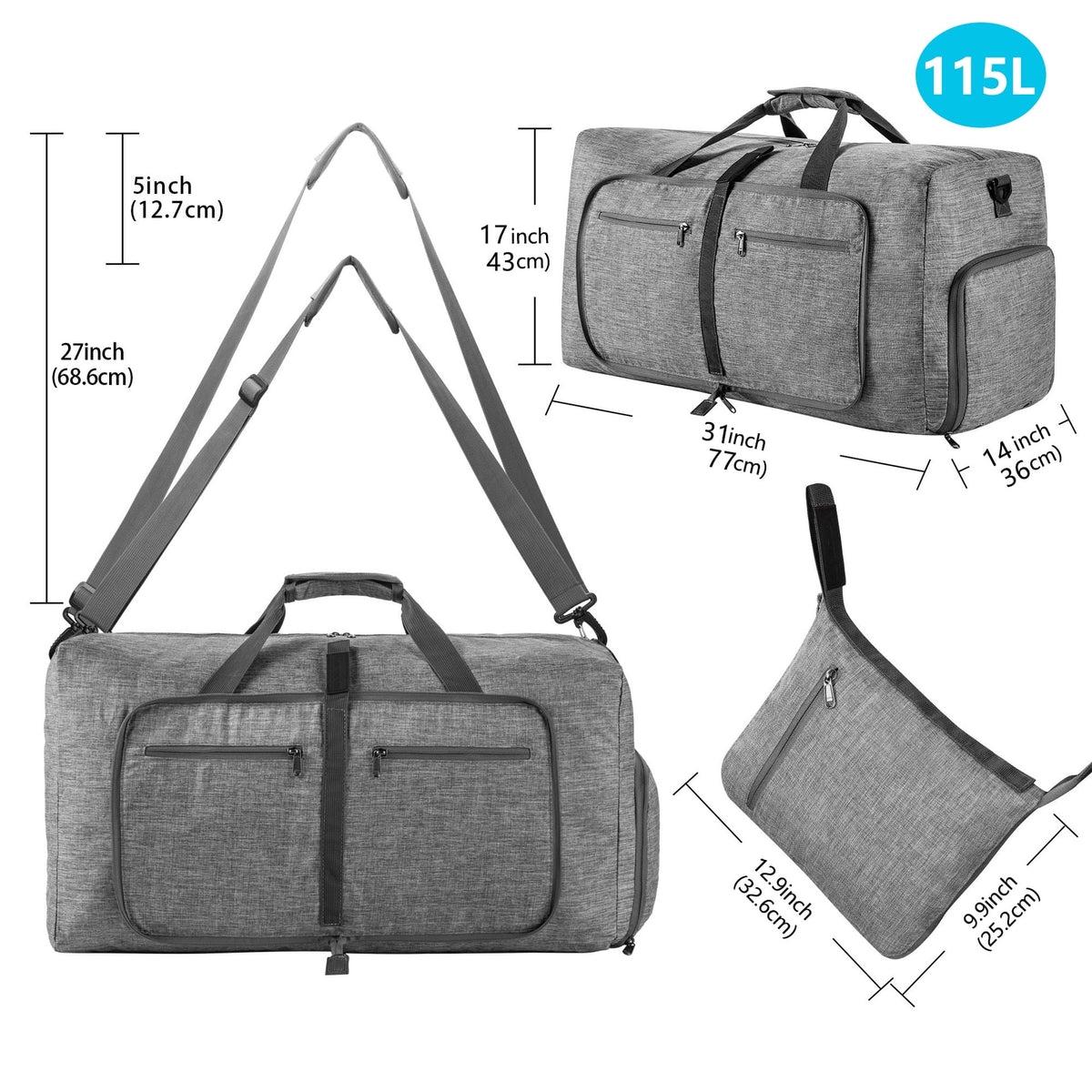 Dark Purple 115L Waterproof Travel Duffle Bag W307227