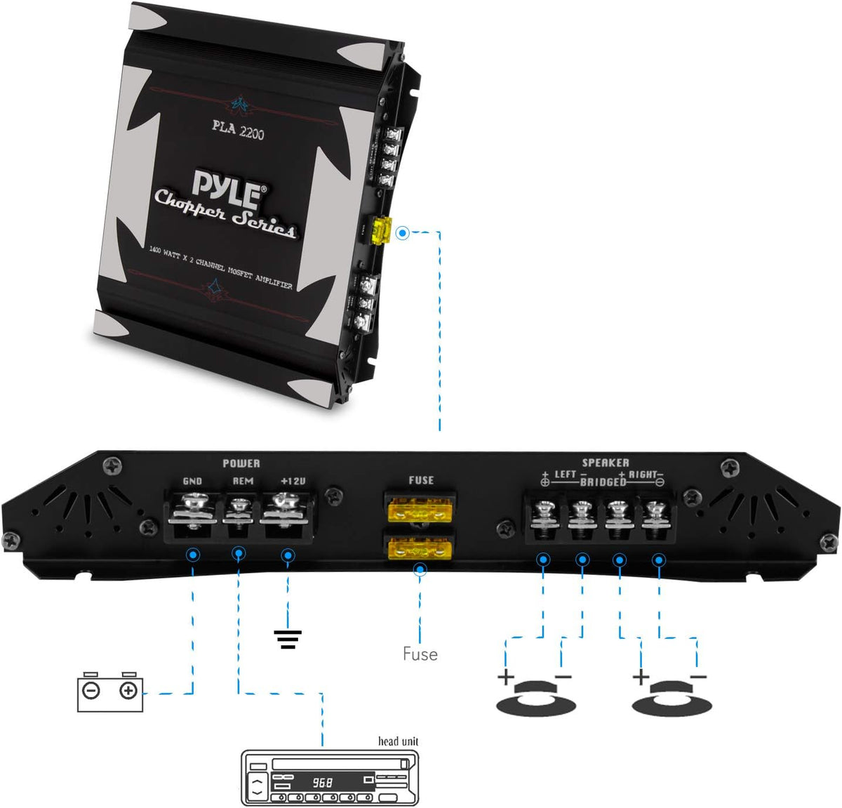 1400W Dual Channel Bridgeable MOSFET Car Stereo Amplifier N823
