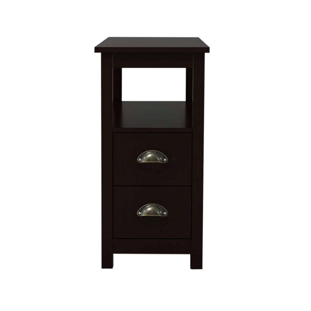 Narrow End Table with 2 Drawers and 1 Open Shelf J532208