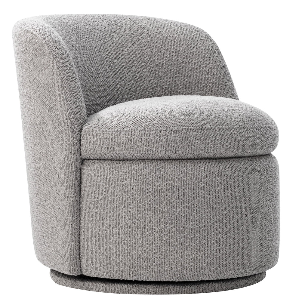 White Boucle Fabric Barrel Accent Chair G276122