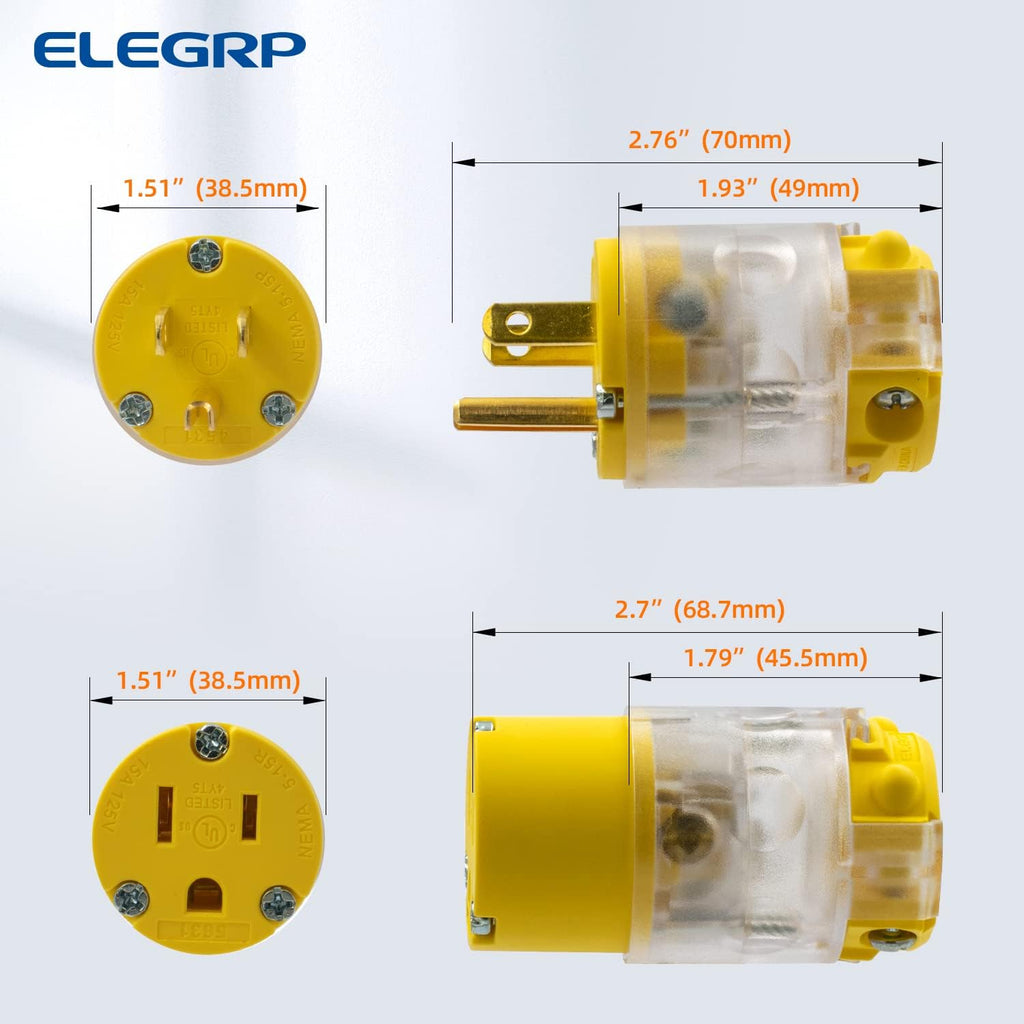Yellow 5 Set Electrical Plug and Connector Set S763