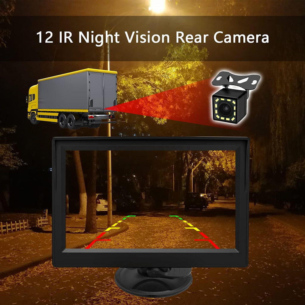 Waterproof Night Vision Backup Camera and Monitor Kit with 4.3 Inch LCD Monitor T114