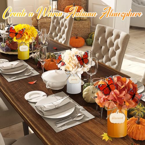 12 Set Vintage Autumn Flowers Table Centerpiece with Metal Pots L5174