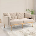 Peach Velvet Loveseat with 7 Gold Metal Legs C68552