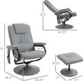 Gray Faux Leather Recliner Chair and Ottoman Set with Remote Control O10222