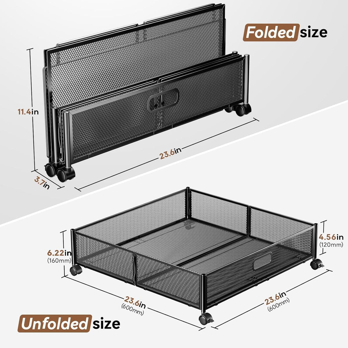 2 Pack Metal Underbed Storage Drawer with Wheels I34995