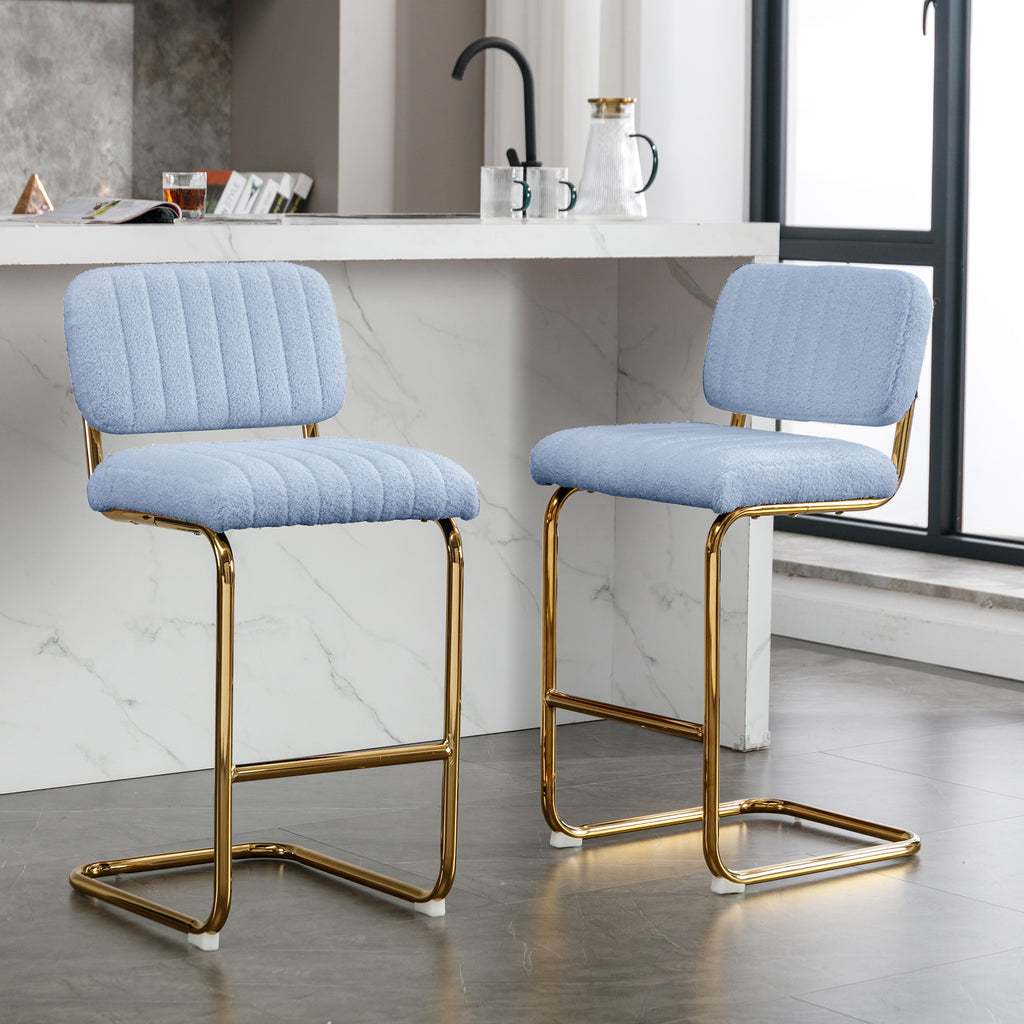 Blue Boucle Upholstered Bar Stools Set of 2 X630