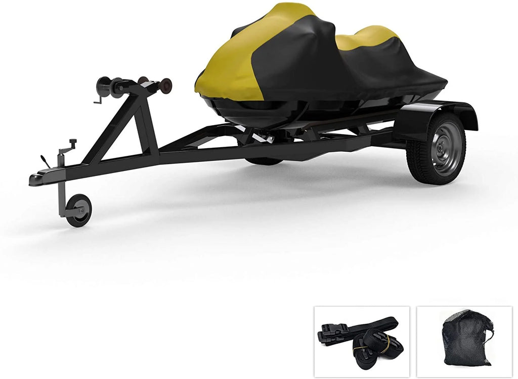 Yellow/Black All Weather Jet Ski Cover with Trailer Straps and Storage Bag Z72625