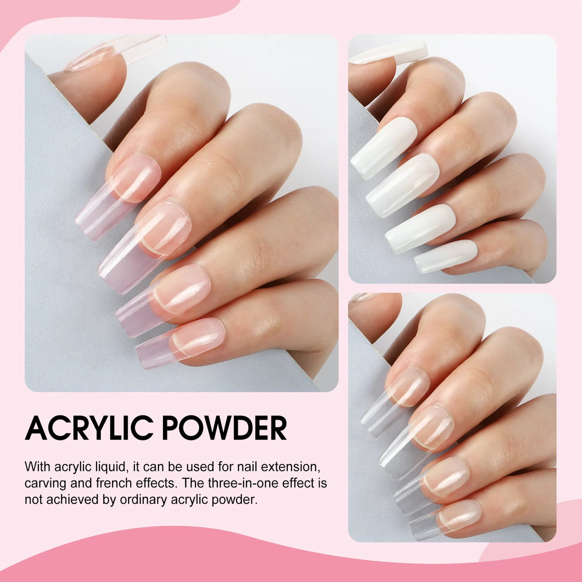 Acrylic Nail Kit with UV Light Nail Drill 3 Basic Color MMA Liquid Set X6794