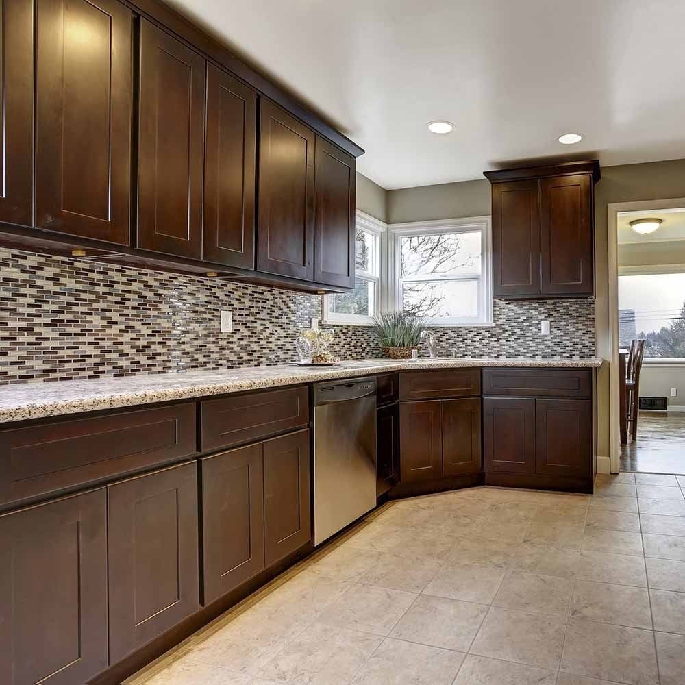 Espresso Double Door Kitchen Cabinet Q69792