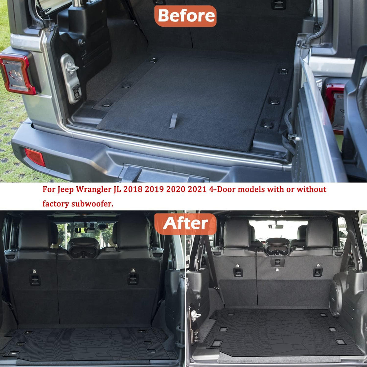 Cargo Liner Mat for Jeep Wrangler JL 4 Door, Pack of 2 R965457