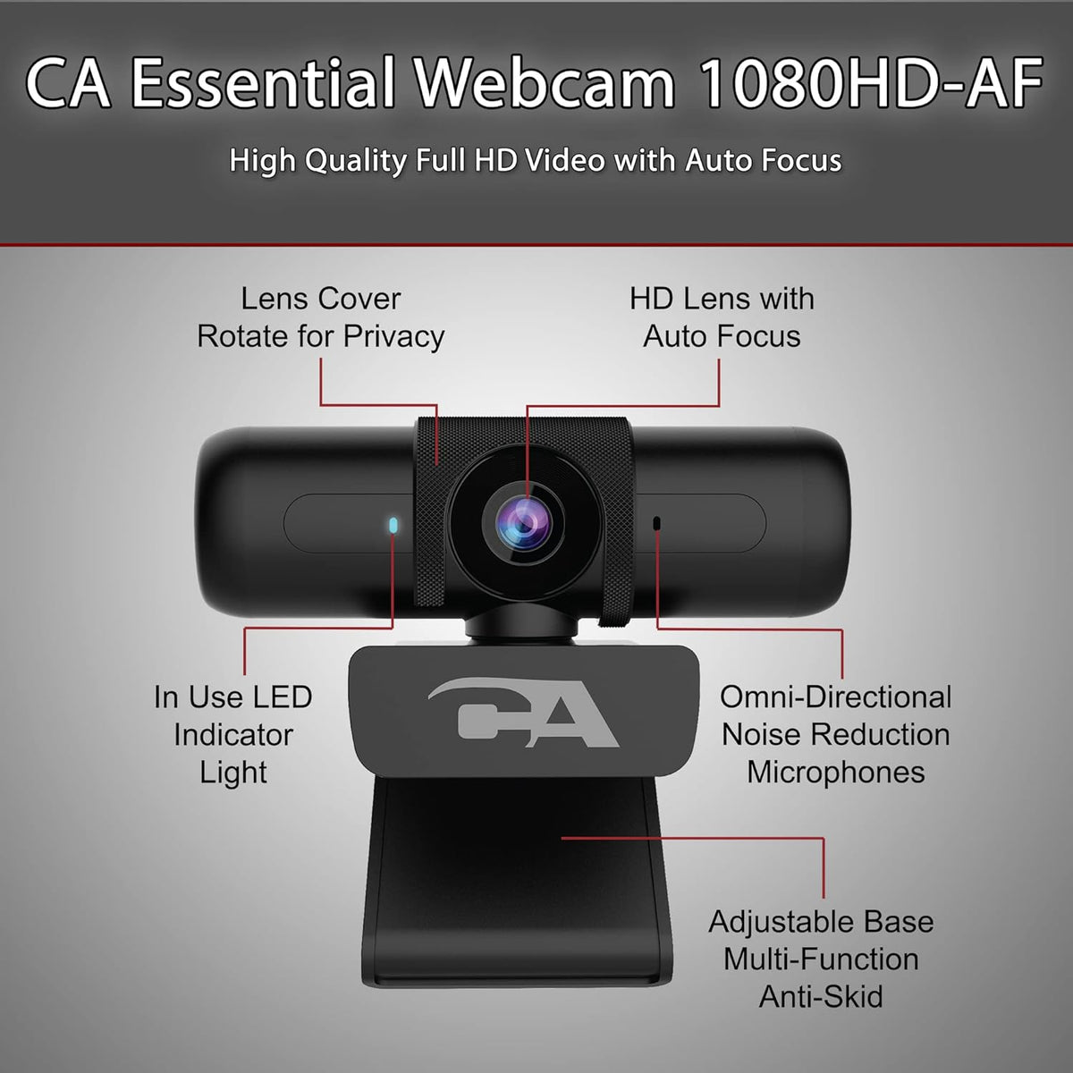 1080p 5MP USB Webcam with Dual Omnidirectional Microphones B341059