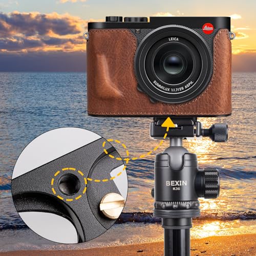 Genuine Leather Camera Case with Bottom Hole S7571