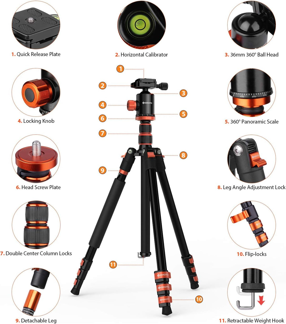 Compact Aluminum Camera Tripod with 360° Ball Head P26419
