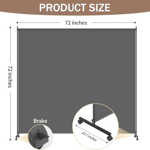 Height Adjustable Single Panel Room Divider with Caster Wheels and Brakes E412865