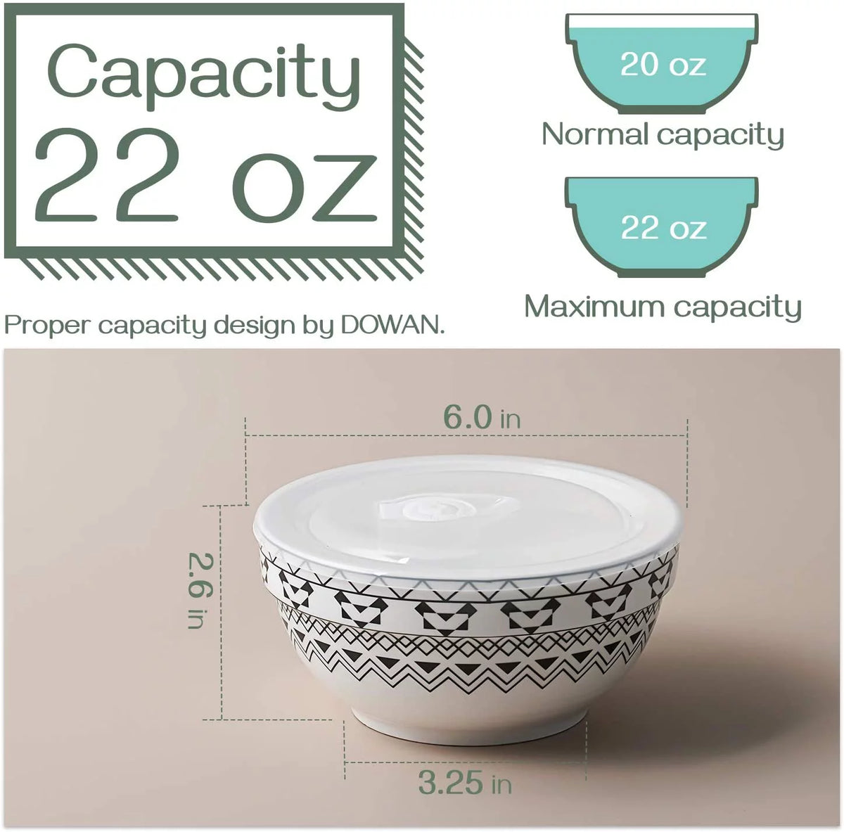 4 Pack 22 oz Porcelain Ceramic Bowls with Lid X49944