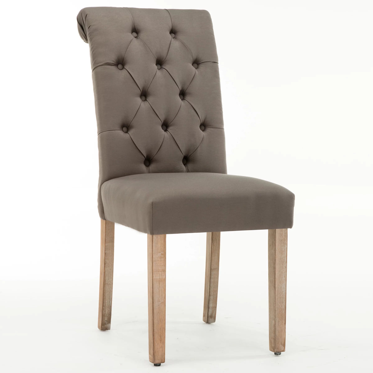 Grey Linen Fabric Tufted Dining Chair Set of 2 T84657