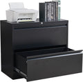 2 Drawer Black Steel Lateral File Cabinet with Lock L91416
