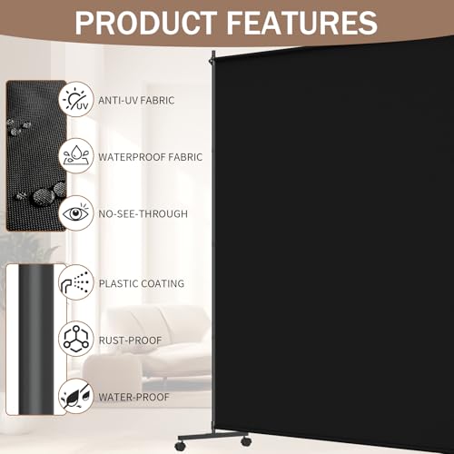 Height Adjustable Single Panel Room Divider with Caster Wheels and Brakes E412865